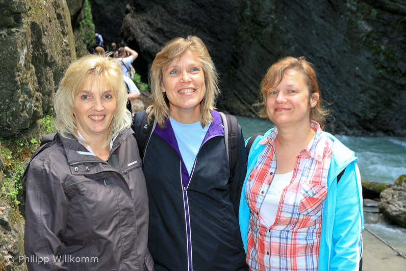 Drei Mädels in der Partnachklamm